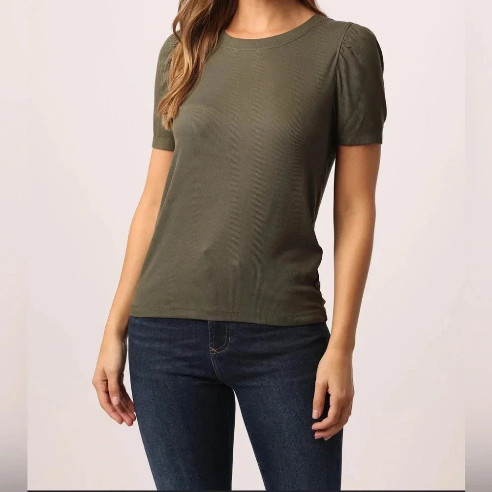 Another Love Siena Rib Shirred Top Cypress Size Large